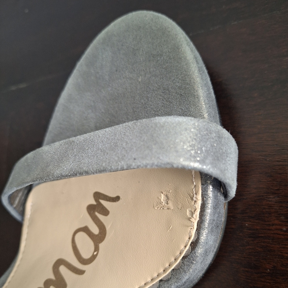 SAM EDELMAN "Ariella" Leather Stiletto Ankle Strap Dress Sandal-Silver- Size 6 - Picture 10 of 12